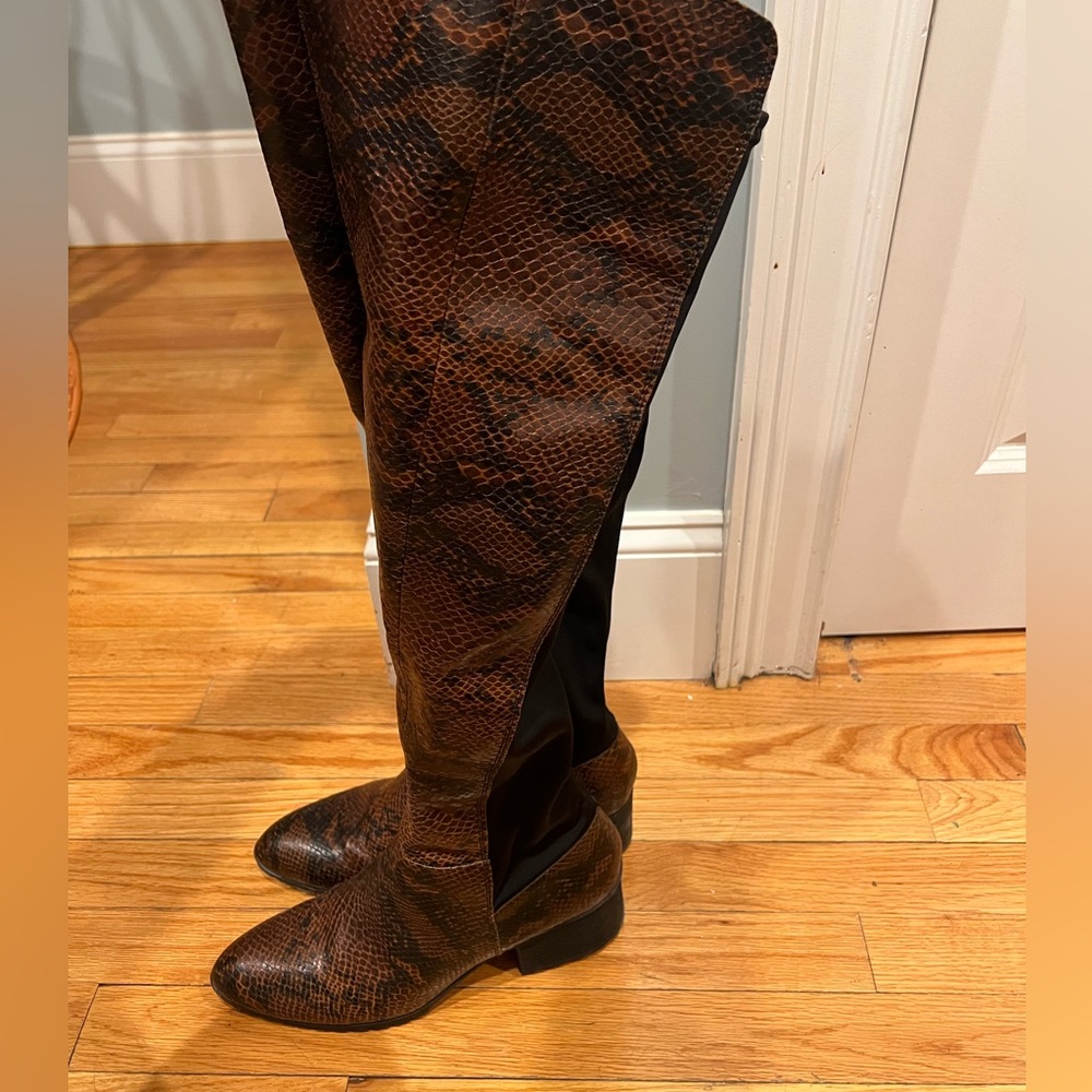 Charles David Snakeskin Pattern Over the Knee Boots